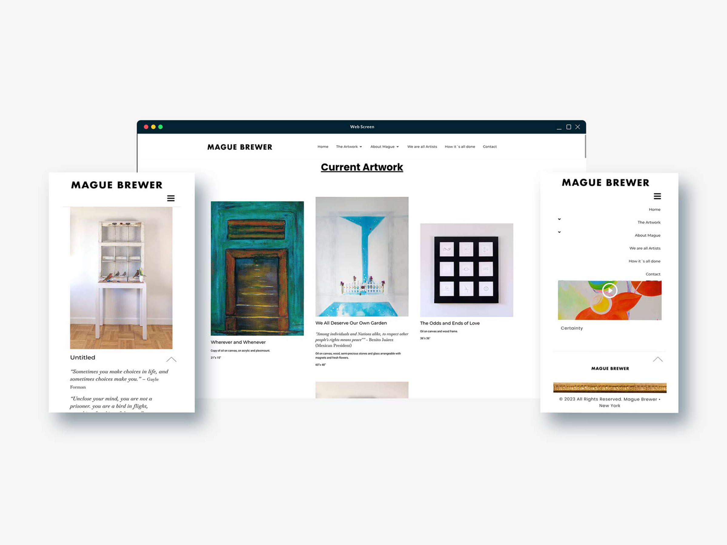 Diseño web y UX design para portfolio personal de artista en Nueva York